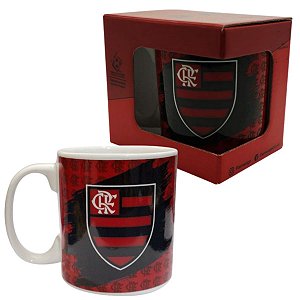 Caneca Flamengo Porcelana 320ml Branca Com Escudo Oficial