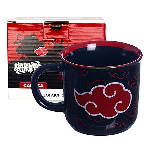 Caneca Nuvem Akatsuki Naruto Cerâmica Preta 400Ml Oficial VIZ