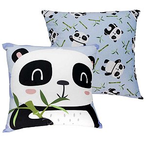 Almofada Panda Pandinha Bambu Aveludada Quadrada 40x40 Cm