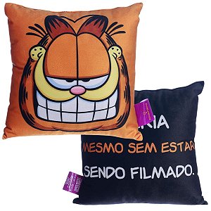 Almofada Gato Garfield Aveludada 25x25Cm Oficial Nickelodeon