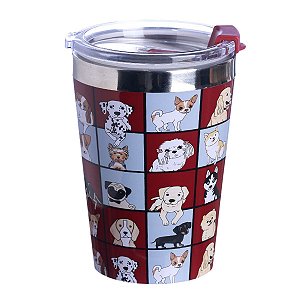 Copo Cachorrinhos Cachorro Dog Semi-térmico 300 Ml Com Tampa