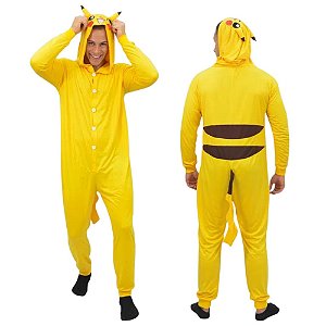 Pikachu Kigurumi Macacão Pijama Roupa Fantasia Cosplay Verão Adulto Oficial  Pokémon