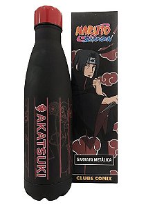 Garrafa Nuvem Akatsuki Preta Com Mosquetão Oficial Naruto