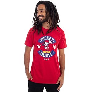 Camiseta Mickey Mouse Vermelha Unissex 100% Algodão Oficial