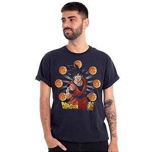 Camiseta Goku Esferas Preta Unissex Adulto 100% Algodão Oficial Dragon Ball Super Toei