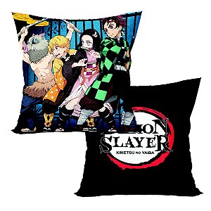 Almofada Demon Slayer Kimetsu No Yaiba Tanjiro, Nezuko, Zenitsu E Inosuke 40x40cm Aveludada