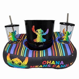 Kit Stitch Pride Orgulho LGBT+ Almofada + Balde Pipoca + 2 Copos Oficial Disney
