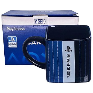 Caneca Playstation Cubo 3D Quadrada Cerâmica 300ML Oficial
