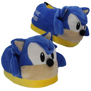 Pantufa Sonic Ouriço Azul 3D Calçado Infantil Unissex Oficial Sega