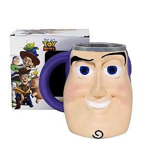 Caneca Buzz Lightyear 3D Resina E Aço Inox 250 Ml Oficial Toy Story Disney Pixar