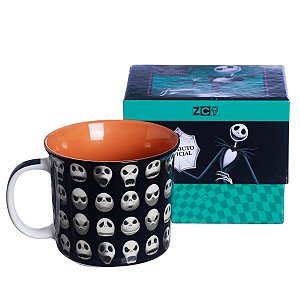 Caneca Jack Skellington Esqueleto Cerâmica + Caixa Multiuso Oficial O Estranho Mundo De Jack Disney