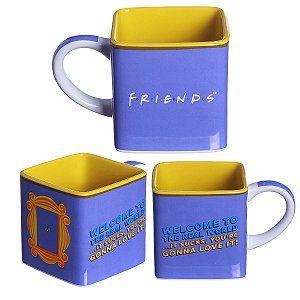 Caneca Friends Moldura 3d Cubo Quadrada Cerâmica 300ml Oficial Warner Bros