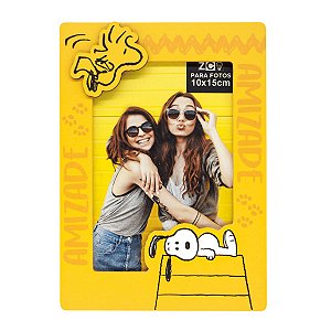 Porta Retrato Snoopy Amizade Amarelo Para Foto 10x15Cm Oficial Peanuts