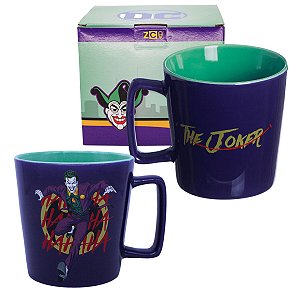 Caneca Coringa The Joker Cerâmica Alça Quadrada 400Ml Oficial DC Comics
