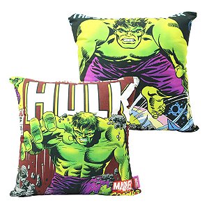 Almofada Hulk Ação Fibra Aveludada Quadrada 40x40cm Oficial Marvel
