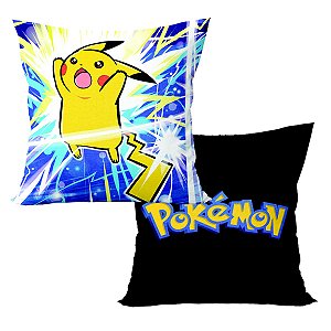 Almofada Pokémon Pikachu Amarelo Aveludada Quadrada 40cmX40cm