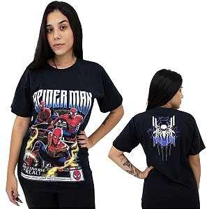 Camiseta Homem-Aranha Multiverso Preto Unissex Adulto 100% Algodão Oficial Marvel