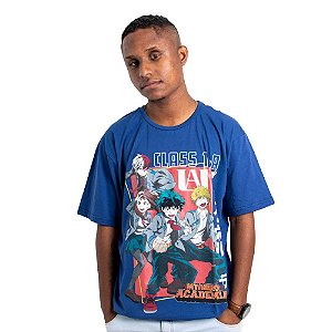 Camiseta Boku No Hero My Hero Academy Azul Unissex Infantil 100% Algodão Oficial