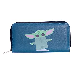 Carteira Baby Yoda Azul 19x10Cm De Zíper Oficial Star Wars Mandaloriano