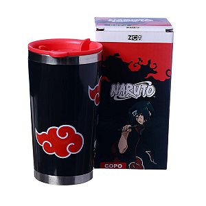 Copo Nuvem Akatsuki Naruto Semi-térmico 400ml Com Tampa Para Viagem Oficial VIZ