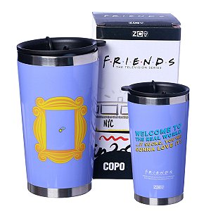 Copo Friends Semi-térmico Moldura De Porta 400ml Com Tampa Para Viagem Oficial WB