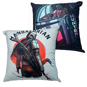 Almofada Mandalorian Fibra Quadrada Aveludada 40x40cm Oficial The Mandalorian Star Wars