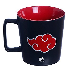 CANECA PORCELANA AKATSUKI NUVEM NARUTO SHIPPUDEN PRETA E VERMELHO 330M