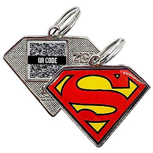 Super-Homem PetCode Pingente De Identificação De Metal Para Coleira C/ QR Code Oficial DC
