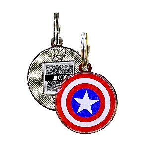 Capitão América PetCode Pingente De Identificação De Metal Para Coleira C/ QR Code Oficial Marvel