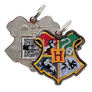 Brasão Hogwarts PetCode Pingente De Identificação De Metal Para Coleira C/ QR Code Oficial W.B.