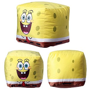 Almofada Bob Esponja 3D Formato Cubo Quadrada Aveludada Oficial Nickelodeon