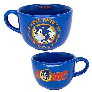 Caneca De Sopa Sonic Cumbuca Porcelana 500Ml Oficial SEGA