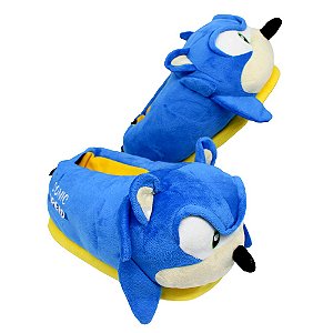 Pantufa Sonic Speed Ouriço Azul 3D Calçado Adulto Unissex Oficial Sega
