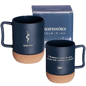 Caneca Profissão Medicina Médico Vidro 350ml Com Base De Cortiça Porta-Copo