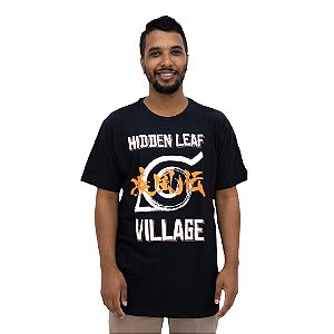 Camiseta Vila Da Folha Naruto Preta Unissex Adulto 100% Algodão Oficial Viz