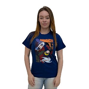 Camiseta Naruto E Jiraya Azul Unissex Adulto 100% Algodão Oficial Viz