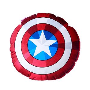 Almofada Escudo Capitão América Redonda Aveludada Oficial Marvel