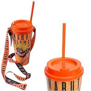 Copo Naruto Uzumaki Canudo Laranja 1 Litro Com Fita Oficial