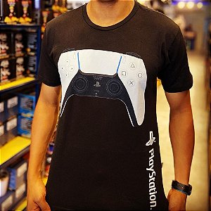 Camiseta Playstation Controle Preta Unissex Adulto 100% Algodão Oficial