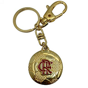 Chaveiro Flamengo Metal Bola Dourada Com Mosquetão Oficial