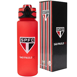 Garrafa São Paulo De Bico Com Trava 600ml Plástico Vermelha- Oficial SPFC