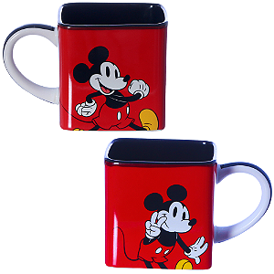 Caneca Mickey Mouse 3D Cubo Quadrada Cerâmica Oficial Disney