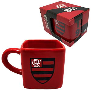 Caneca Flamengo 1895 3D Cubo Quadrada Porcelana 330ML Oficial