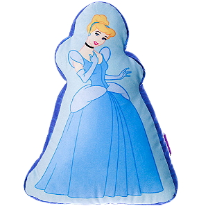Almofada 3D Princesa Cinderela Aveludada Azul Oficial Disney