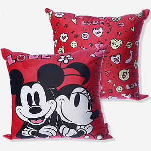 Almofada Mickey Minnie Love Aveludada 40x40cm Oficial Disney