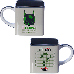 Caneca Batman Charada 3D Cubo Quadrada Cerâmica Oficial DC