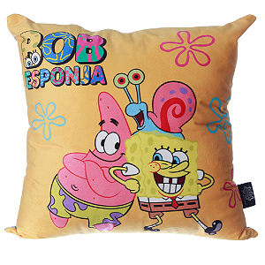 Almofada Bob Esponja Aveludada 40x40cm Oficial Nickelodeon