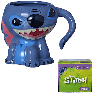 Caneca Stitch Formato 3D 250ml Alça Na Orelha Oficial Disney