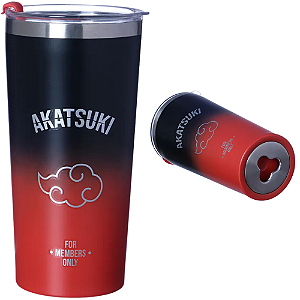 Copo Térmico Akatsuki Gelado Quente 500ml Com Tampa Abridor Garrafas Oficial Naruto