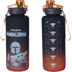 Garrafa Academia Baby Yoda Mandaloriano Com Trava Alça Medidor 1,650L Oficial Star Wars